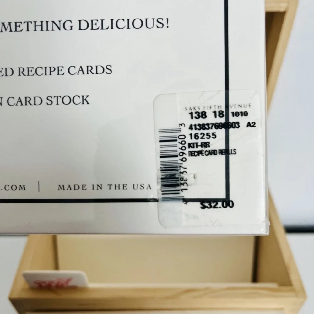 Saks Fifth Avenue Charles Fradin Home Oversize Recipe Box and Refills - NEW